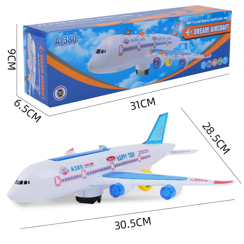 Plane Educational Toy Gift For Children Electronic Aeroplane Toy with Music Autopilot Flash Sound Aircraft Automatic Rotation