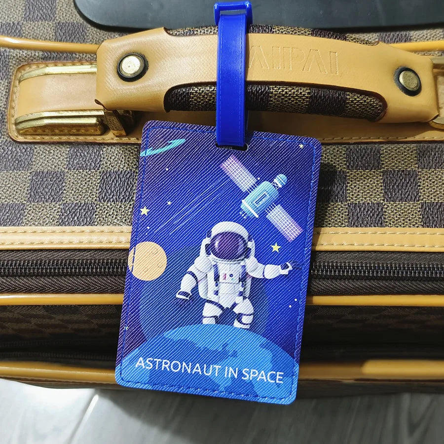 Creative Astronaut Luggage Tag Travel Accessories PU Suitcase ID Addres Holder Baggage Boarding Tag High Quality Portable Label