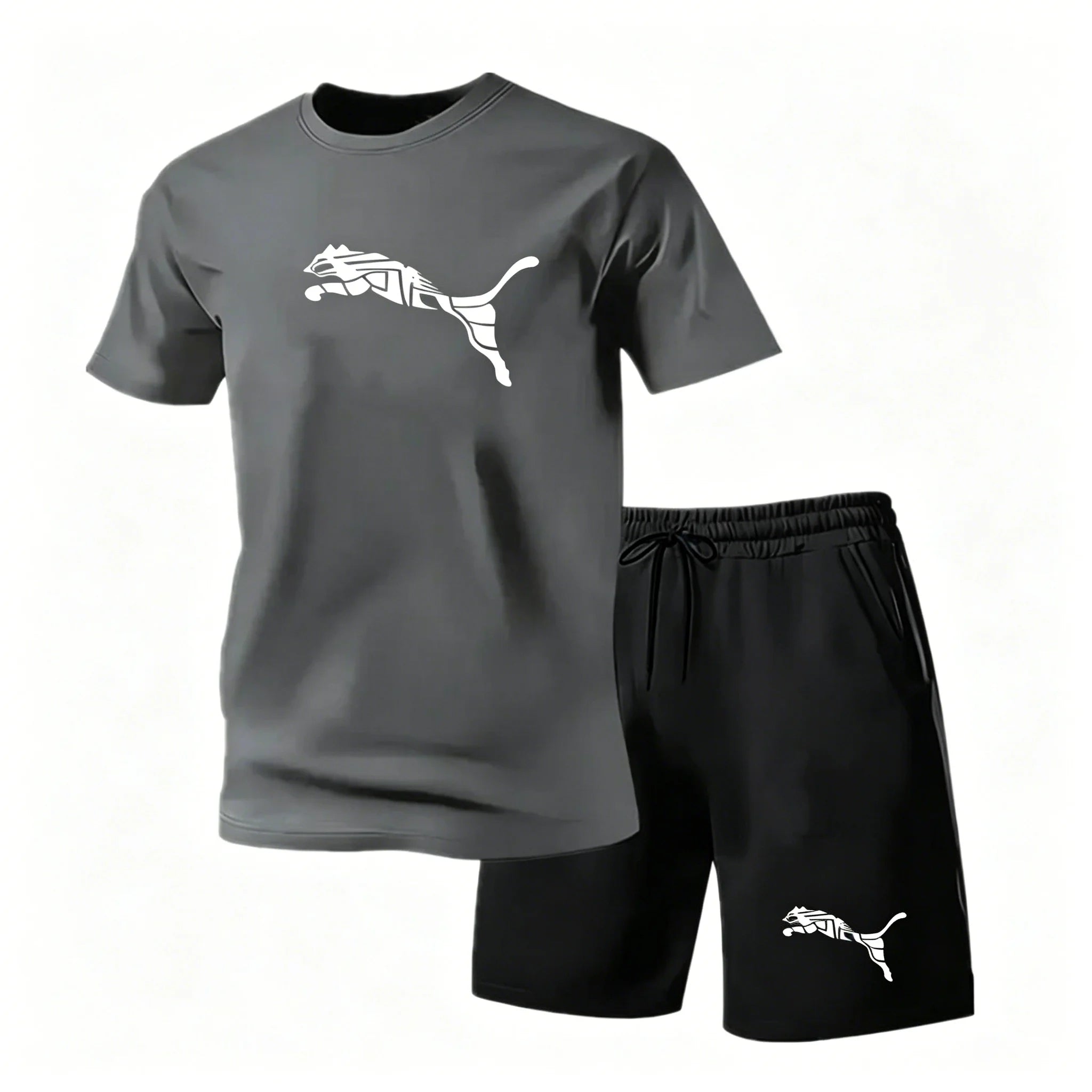 2026 Summer Outdoor Sports Set Men's Fashionable Comfortable Breathable T-shirt Shorts Casual Fashion Two Piece Sports Set
