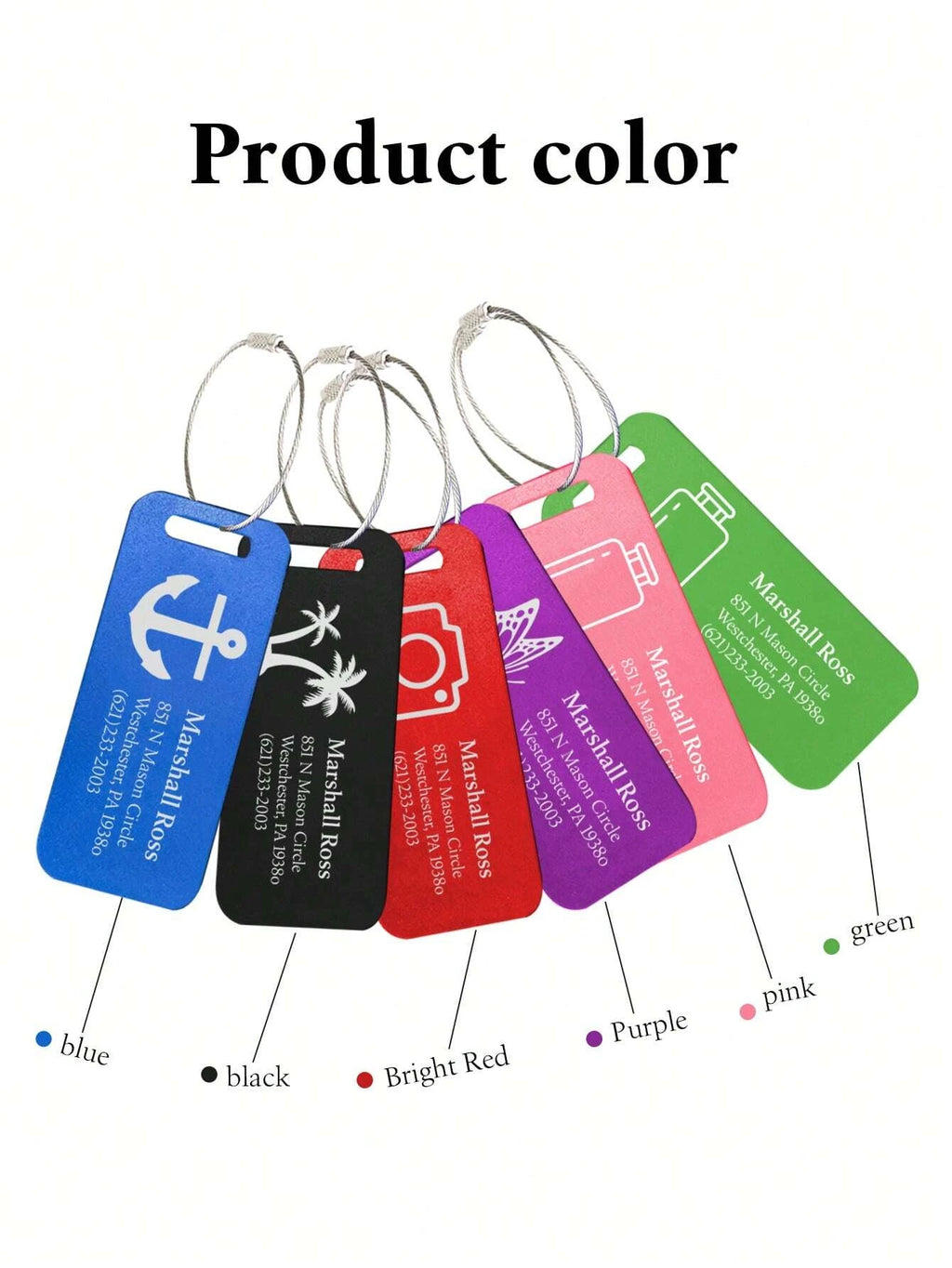 3*7.6CM Custom Metal Luggage Tag,Personalized Aluminum Luggage Tag,1 PC Custom Name Tag For Suitcase Backpack,Custom Travel Tag