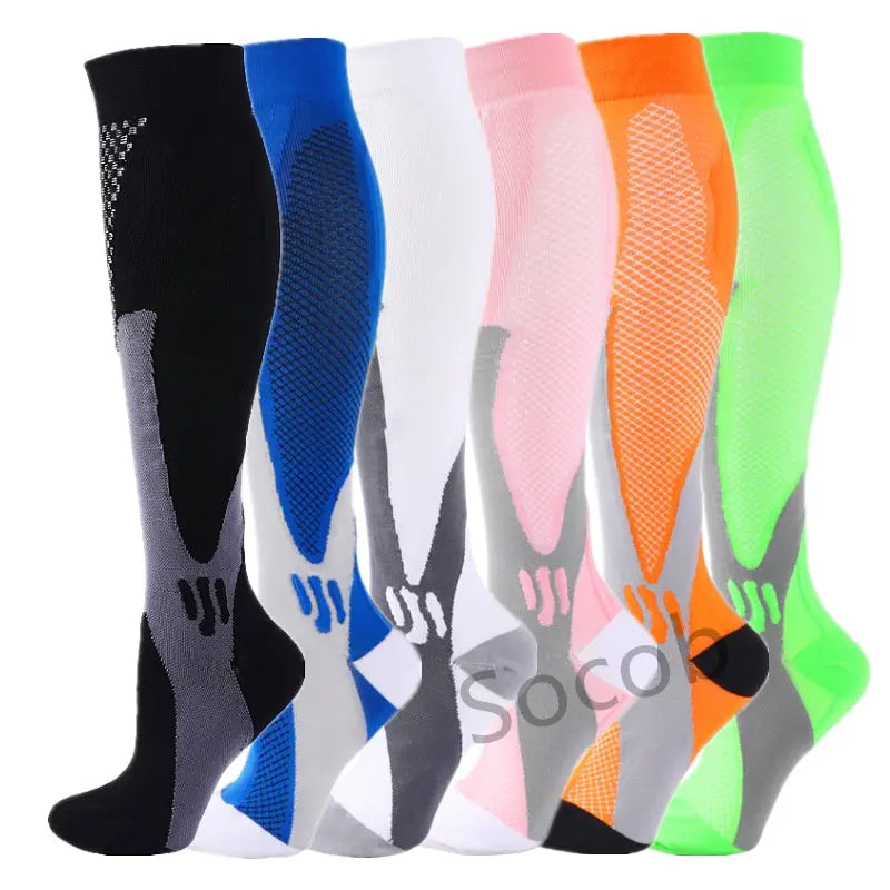6/7 Pairs Compression Socks Varicose Diabetes Sock Running Cycling Hiking Touring Bicycle Marathon Outdoor Rugby Edema Long Tube
