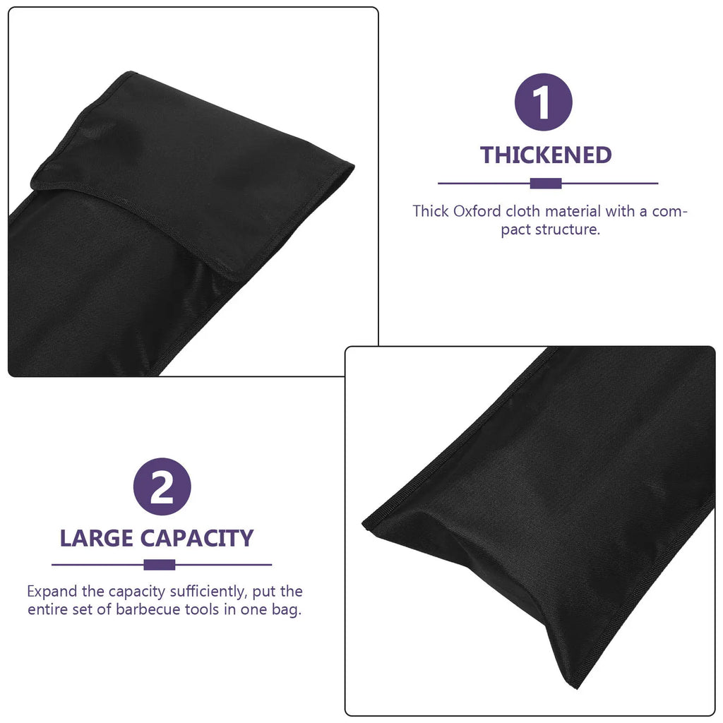 BBQ Tools Case Large Capacity BBQ Utensils Storage Bag Oxford Cloth Skewer Carry Case for Outdoor Grilling Picnic Camping