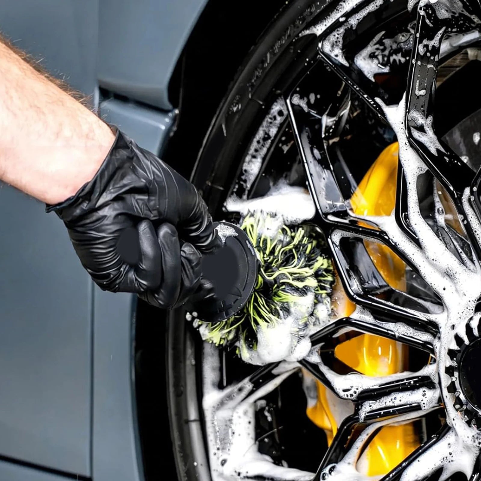Wheel Barrel Brush with Ergonomic Handle Car Wheel Cleaner Brushes Non Scratch Multipurpose for Wheels Rim Clean Car Detailing