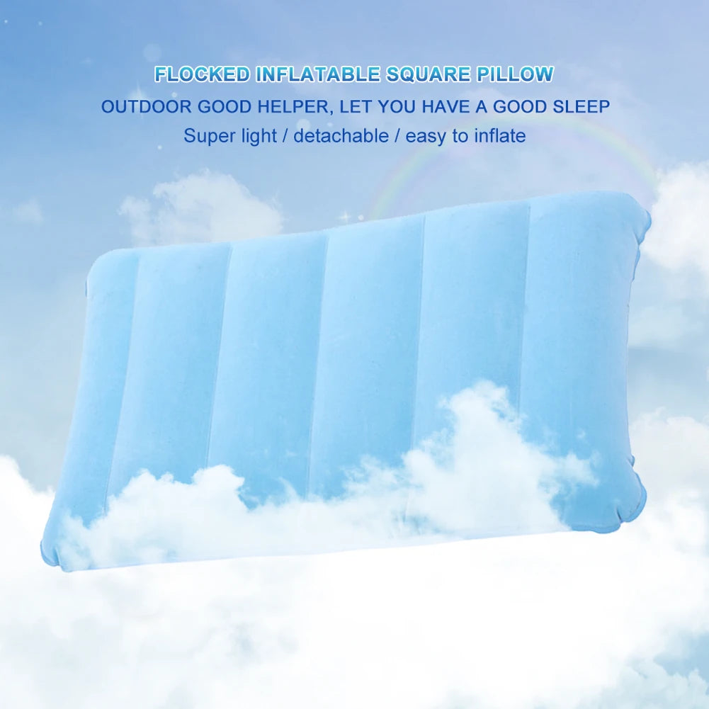 47x30cm Inflatable Pillow Portable Square Folding Pillow Comfortable Ergonomic for Neck & Lumbar Support