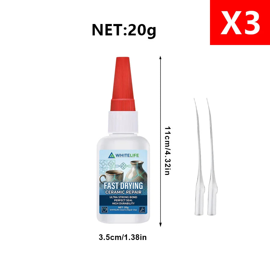 1-3Pcs Waterproof Instant Dry Ceramic Glue Strong Odorless Adhesive for Porcelain Marble Stone Glass Crack Repair