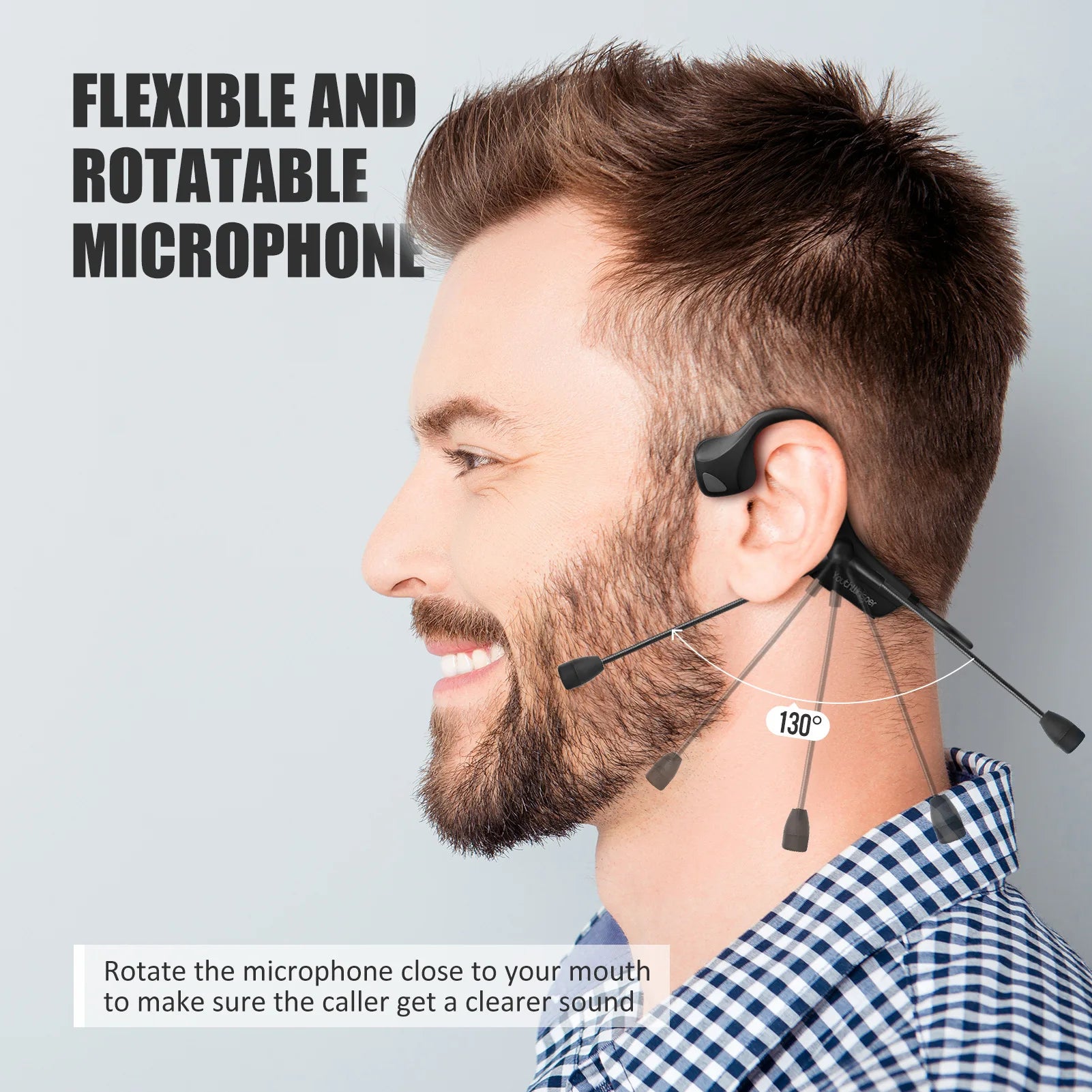 Wireless Bluetooth Headset Bone Conduction Earphones Fast Charge Sports Gaming Headphones with Dual CVC8.0 Noise-canceling Mic
