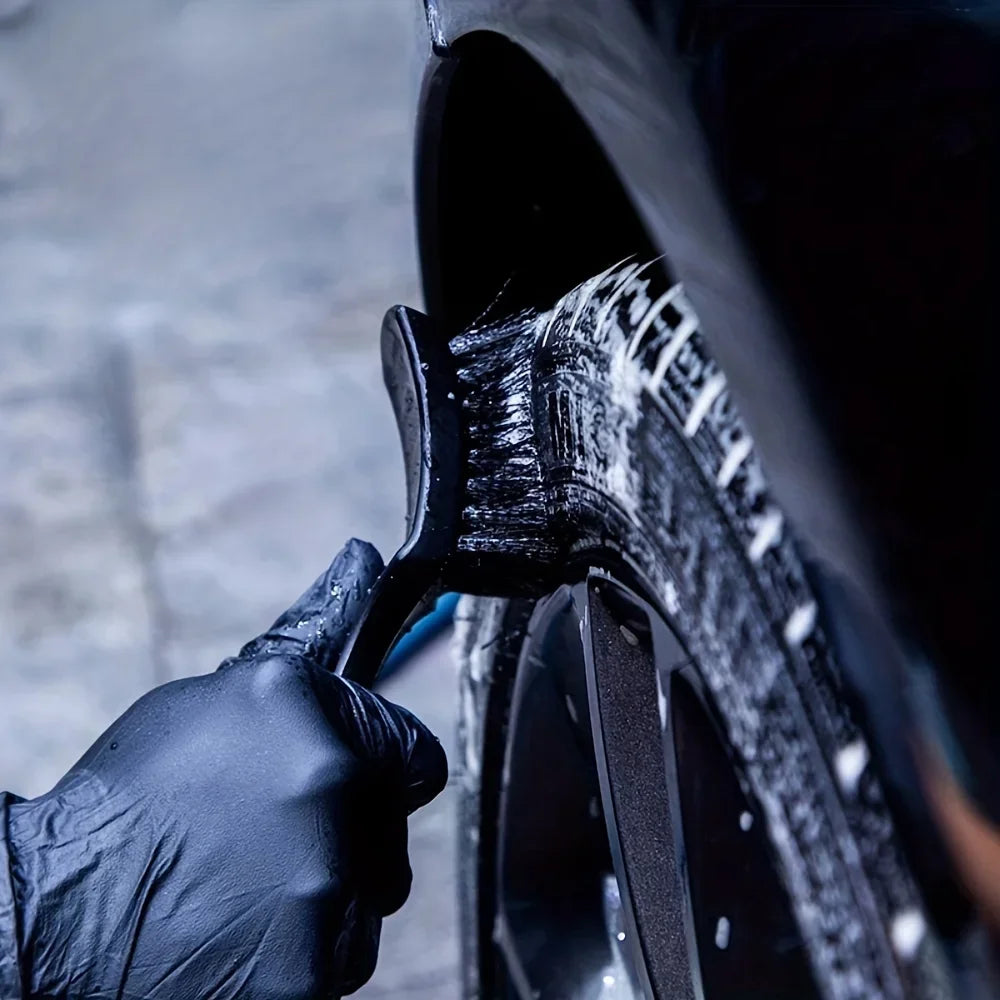 Car Tire Rim Brush Wheel Hub Cleaning Brushes Car Wheels Detailing Cleaning Accessories Black White Tire Car Washing Tool