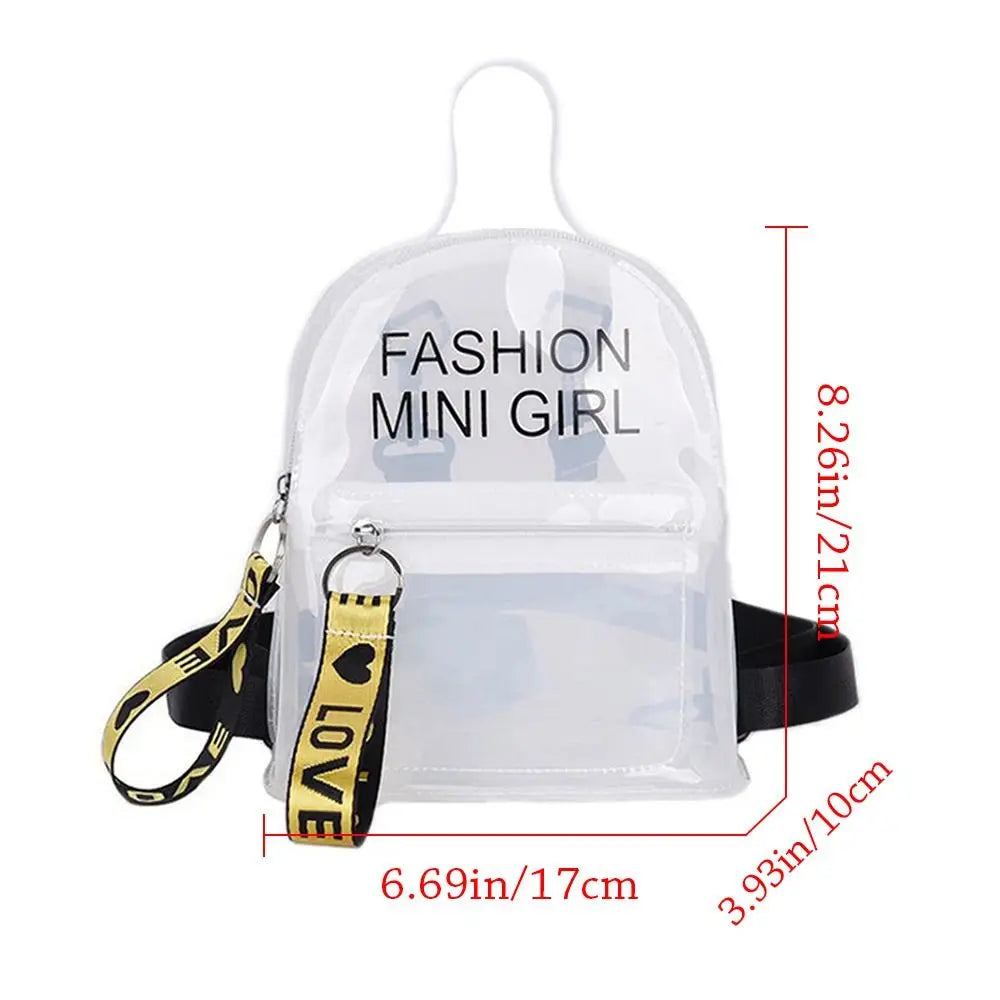 Transparent Laser Backpack for Women Candy Color Letter Fashion Mini Shoulder Bag PVC Jelly Small Schoolbag