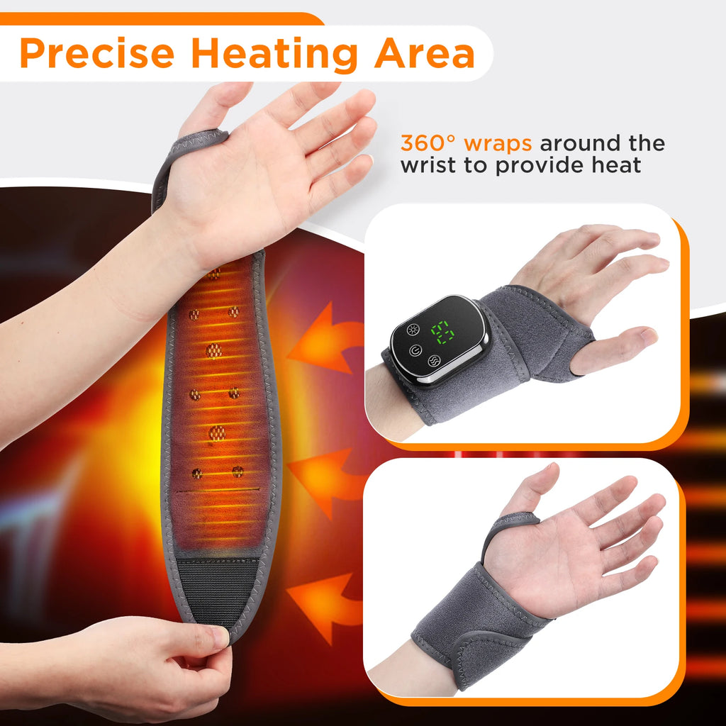 Heated Wrist & Foot Massager for Home Comfort Cordless Hand Wrist Wrap with 5 Heat & 3 Vibration Modes Ankle Massager Belt