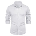 High-end Formal Work Shirts Men Spring Autumn Long Sleeve Elastic Shirt Anti-wrinkle Free Ironing Business Comfort Slim Workwear