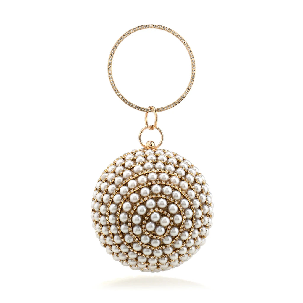 Party Clutch With Beaded Diamonds Evening Bags Pearl Handbags Ball Design Party Rhinestones Dress Purse