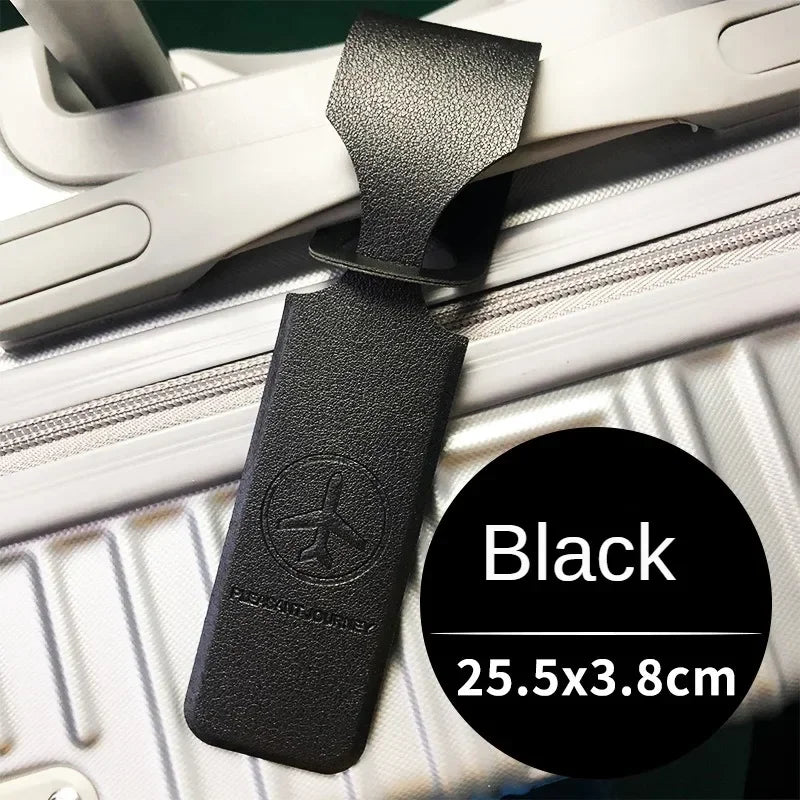 Portable Solid Color PU Leather Luggage Tag Suitcase Identifier Label Baggage Boarding Bag Tags Holder Travel Accessories