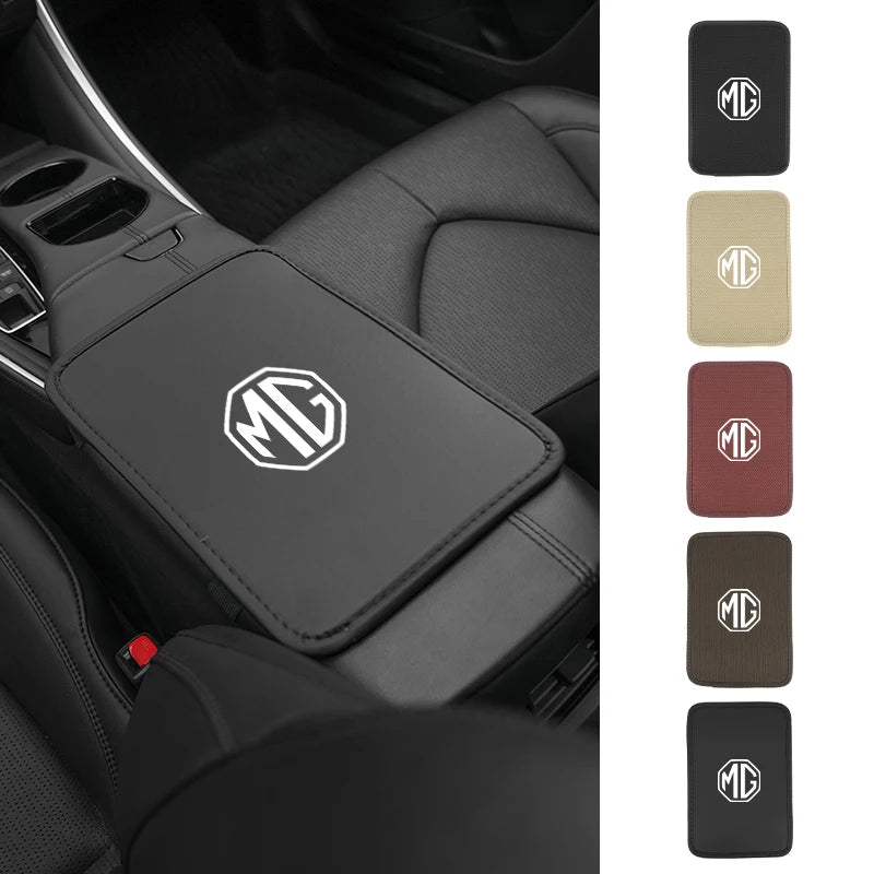 Leather Car Central Armrest Pad Anti Slip Ice Silk Armrest Box Mat For Morris Garages MG 6 3 5 7 TF ZR ZS HS GS GT RX5 RX8 350