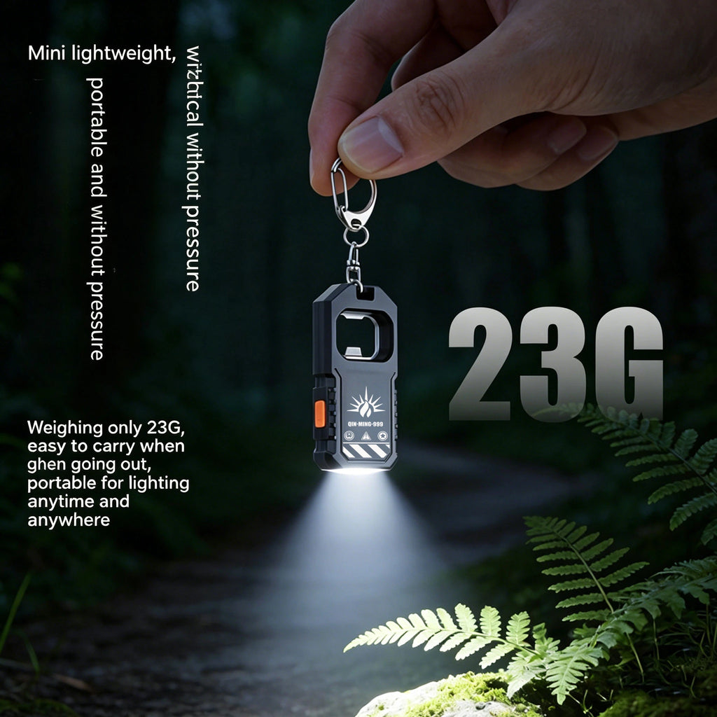 COB Keychain Light LED Flashlight USB-C Rechargeable Mini Handheld Flashlight Work Light with Bottle Opener for Outdoor Camping