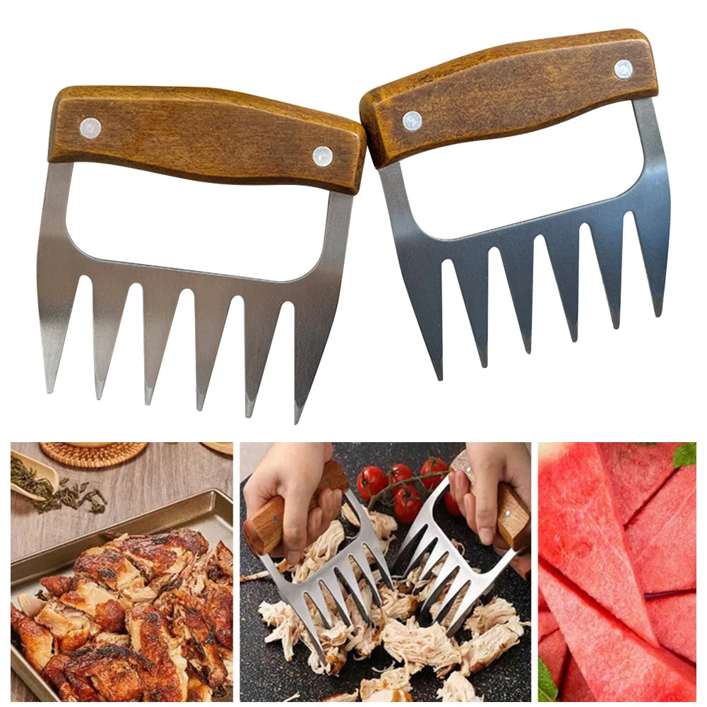 1/2pcs Stainless Steel Meat Carving Set Turkey Fork BBQ Meat Shredder Claws Carving Tool for Roast Poultry Kitchen Meat Slicer