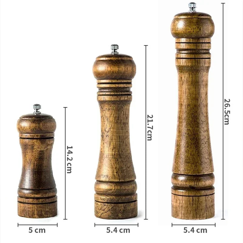NEW Classical Oak Wood Pepper Spice Mill Grinder Set Handheld Seasoning Adjustable Mills Grinder Ceramic Grinding Core Tools Set