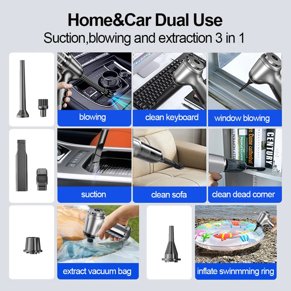 Car Vacuum Cleaner Wireless Portable Vacuum Cleaner 95000PA Powerful Handheld Vacuum Cleaner High Power Mini Blower for Car Home