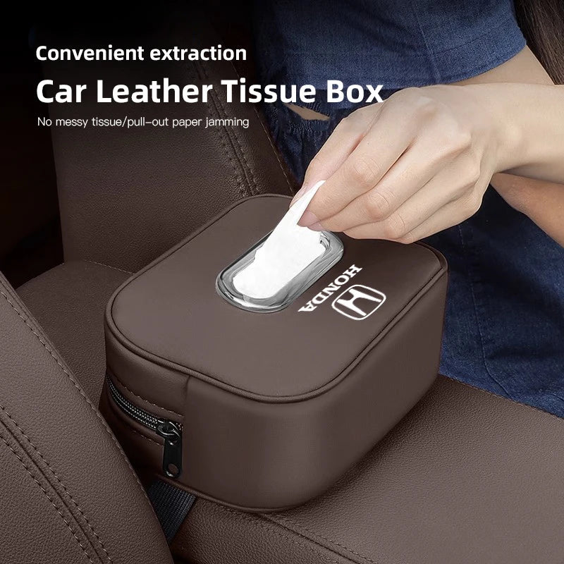 Car Tissue Box Quality Leather Auto Paper Towel Storage Bag For Honda Civic Fit Jazz Accord Pilot CRV Odyssey Passport City HRV