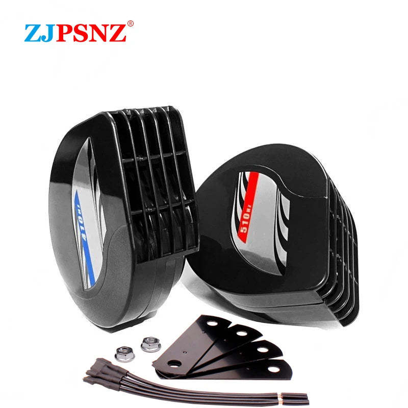 12V Compact Waterproof Car Horn Super Loud Dual Tone Electric Snail Horn Kit For Auto Motorcycle Truck Boat Vehicles Universal