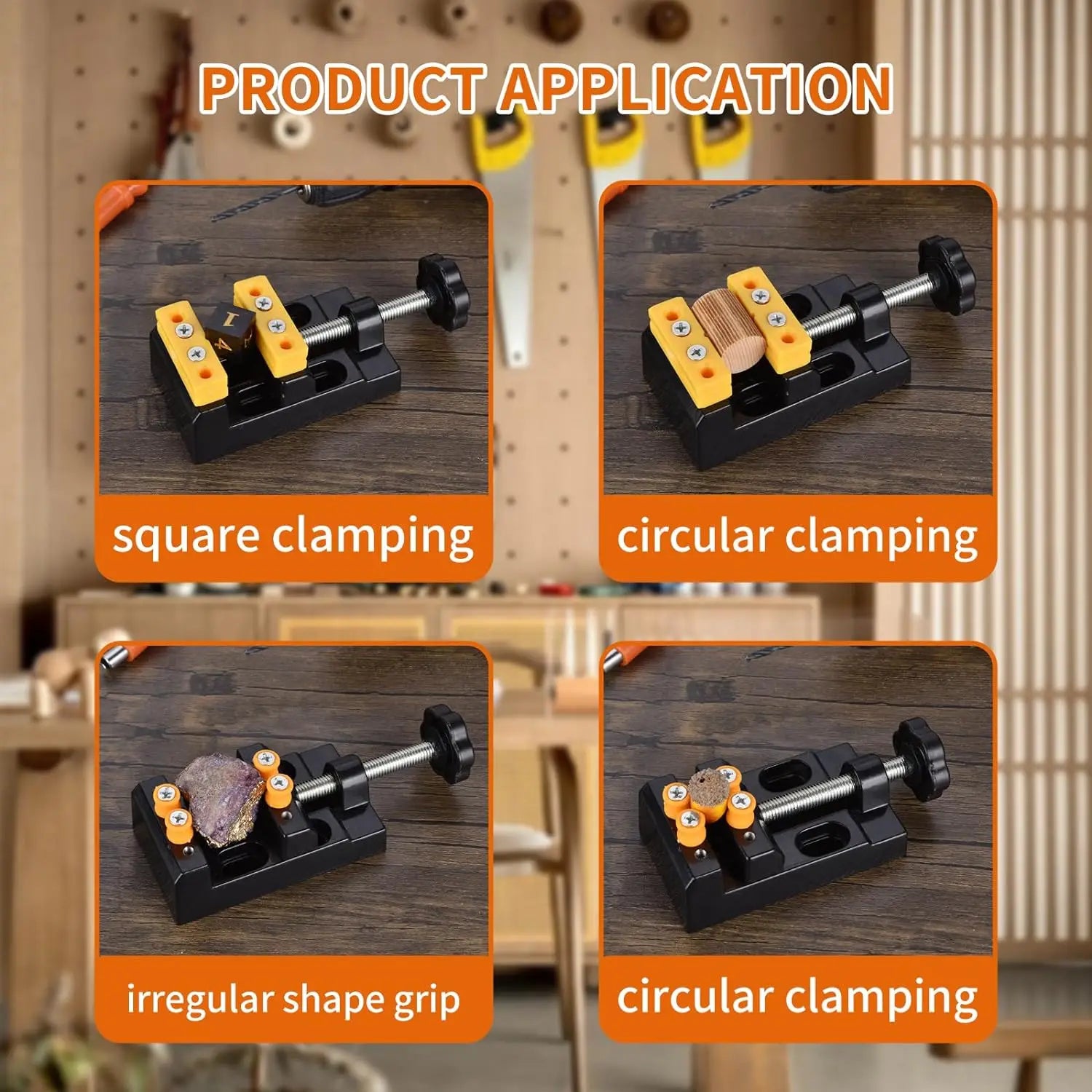 Mini Universal Flat Clamp with Parallel Table Pliers for Watch Repair, Sculpture Craftsmanship Jewelry Black/Orange
