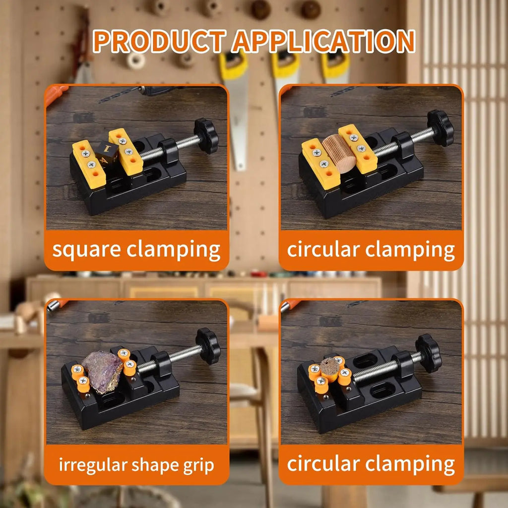 Mini Universal Flat Clamp with Parallel Table Pliers for Watch Repair, Sculpture Craftsmanship Jewelry Black/Orange