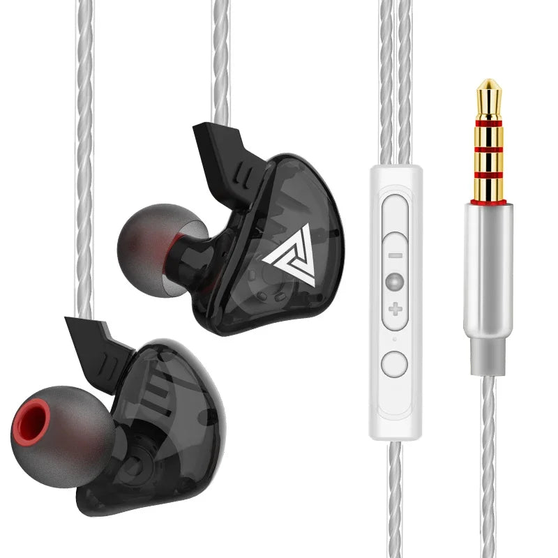 QKZ AK3 FiLe Wired Earphone with Microphone HiFi Music Monitor Bass Headphones Noise Cancelling Headset For Sport Gaming Earbuds