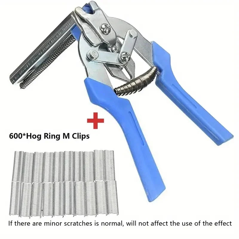 600pcs M Clips Staples Hog Ring Plier Tool Chicken Mesh Cage Wire Fencing Anti-slip Handle Stainless Steel Hand Tools