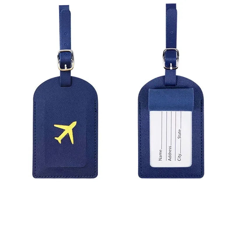 PU Leather Fashion Candy Dopamine Color Scheme Stamping Airplane with Signature Paper Aircraft Luggage Tag Baggage Tags