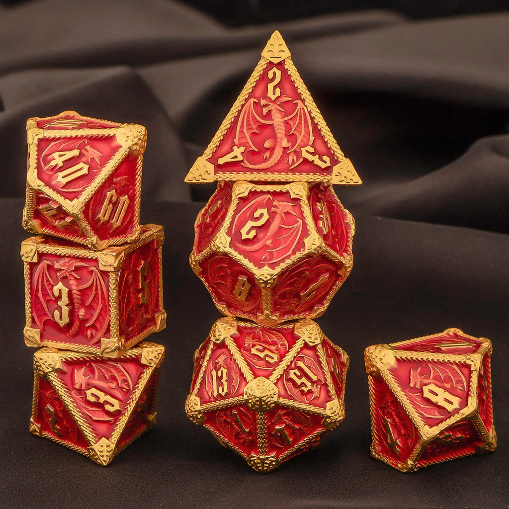 DND Metal Dice Set 7pcs – Polyhedral RPG D&D D20 D12 D10 D8 D6 D4 / Ensemble 7 dés métalliques DND – Polyédriques RPG jeux de rôle