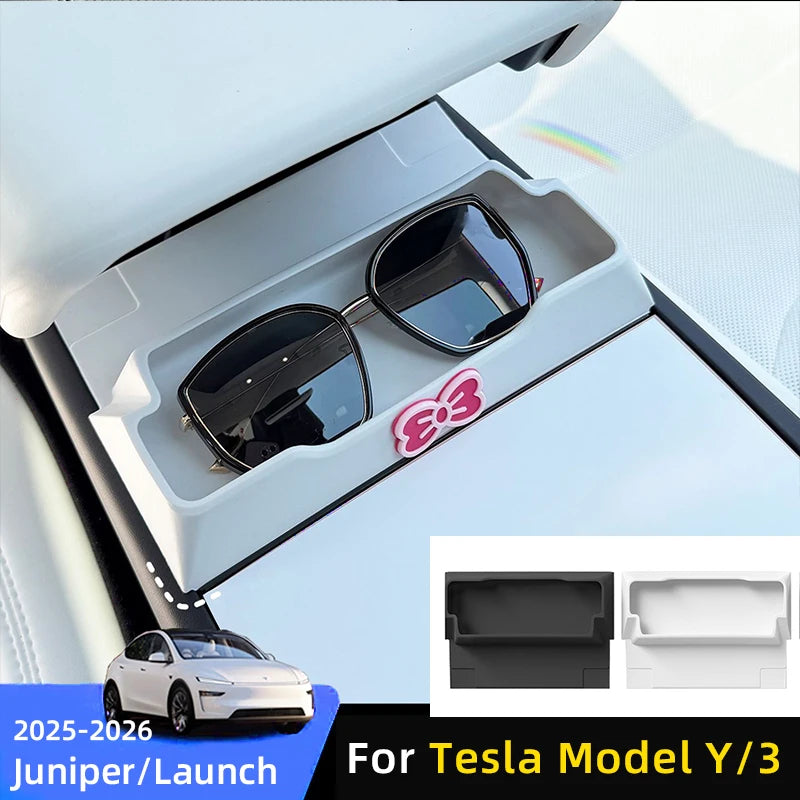 For Tesla New Model 3/Y YL Juniper/Launch 2025 2026 Highland Center Console Armrest Storage Box Glasses Tray Car Interior