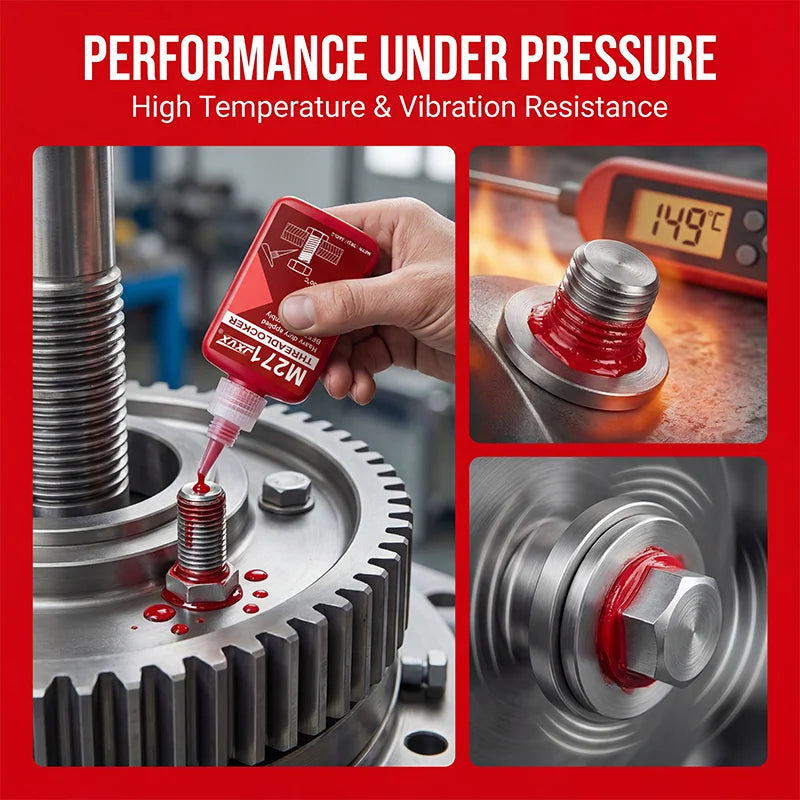 50g Medium Strength Red Threadlocker Anaerobic Adhesive, Red Metal Adhesive Thread Locking Agent Is Suitable for Nuts, Bolts and Fasteners to Prevent Loosening.