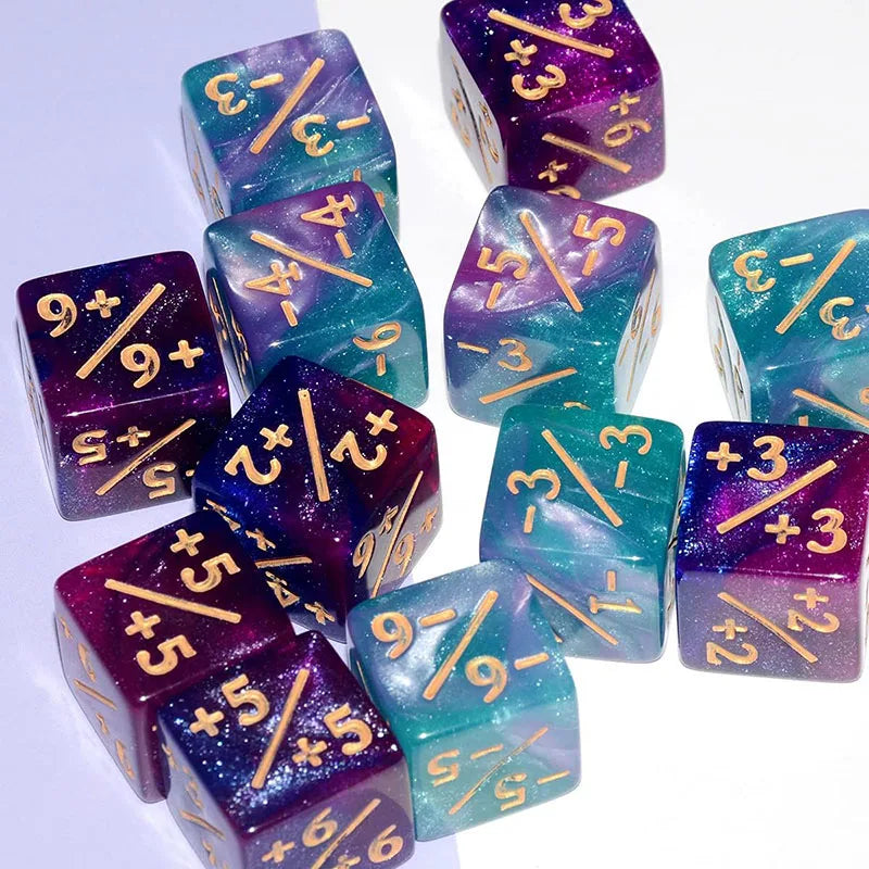 10Pcs D6 Dice 6 Side Counters +1/-1 Square Digital 16mm Cube for Funny Table Board Gaming Math Teaching Arithmetic Study
