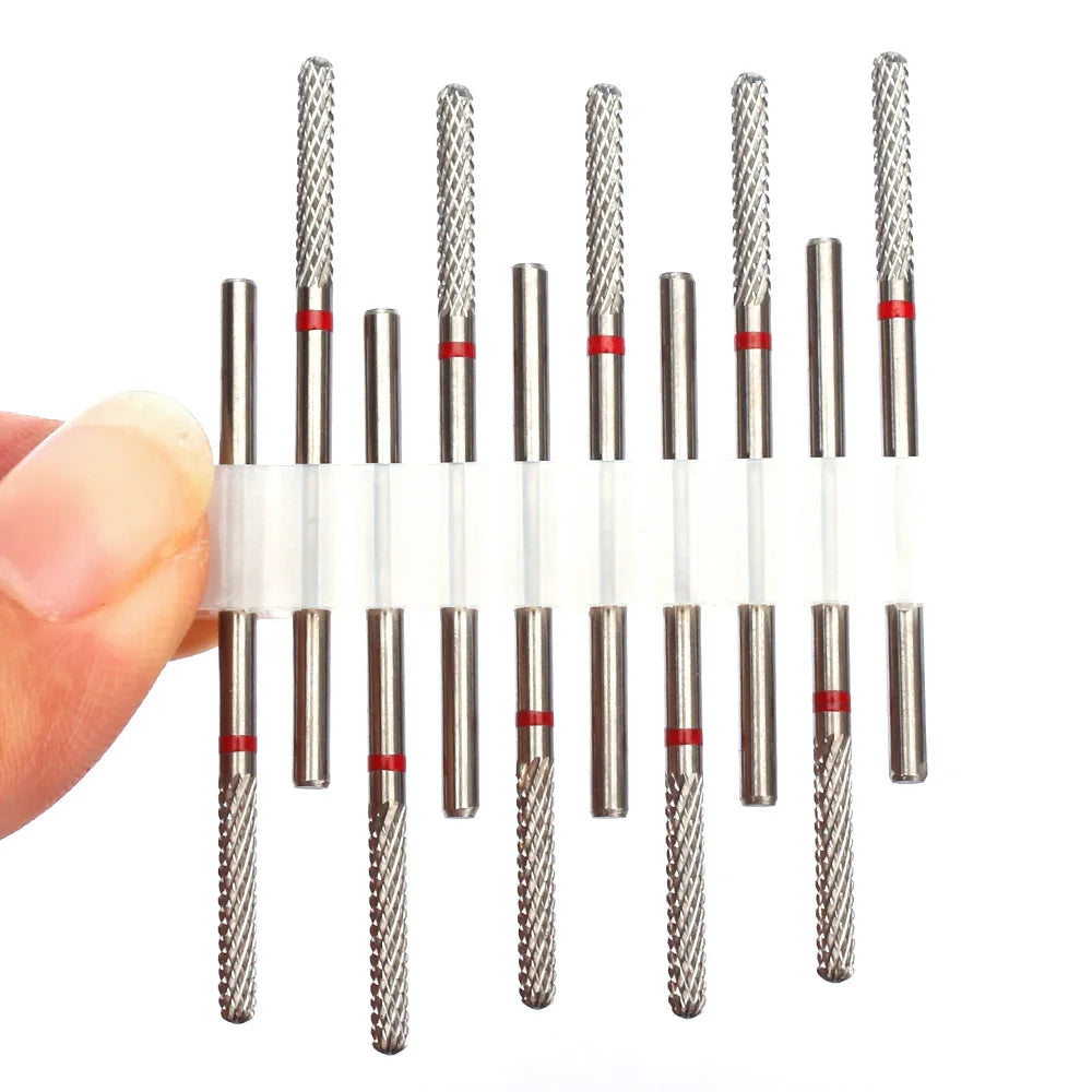 10pc Carbide Manicure Drills Nail Drill Bits Set Milling Cutters Kits Gel Polish Remover Files Electric Burr Tools Accesstries