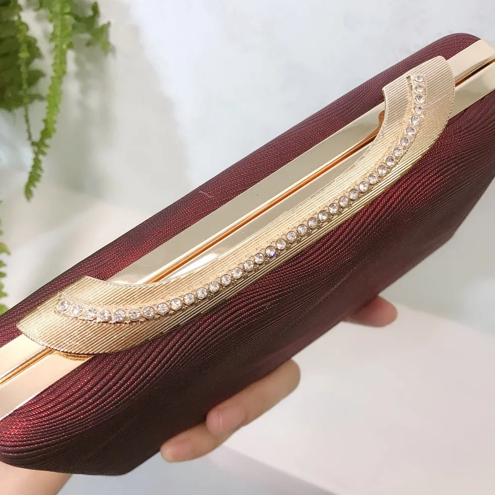 Women's Elegant Evening Clutch Bags Fashionable Mother of Bride/ Groom Green Purse Rhinestone Buckle Pleated Surface Square Bag