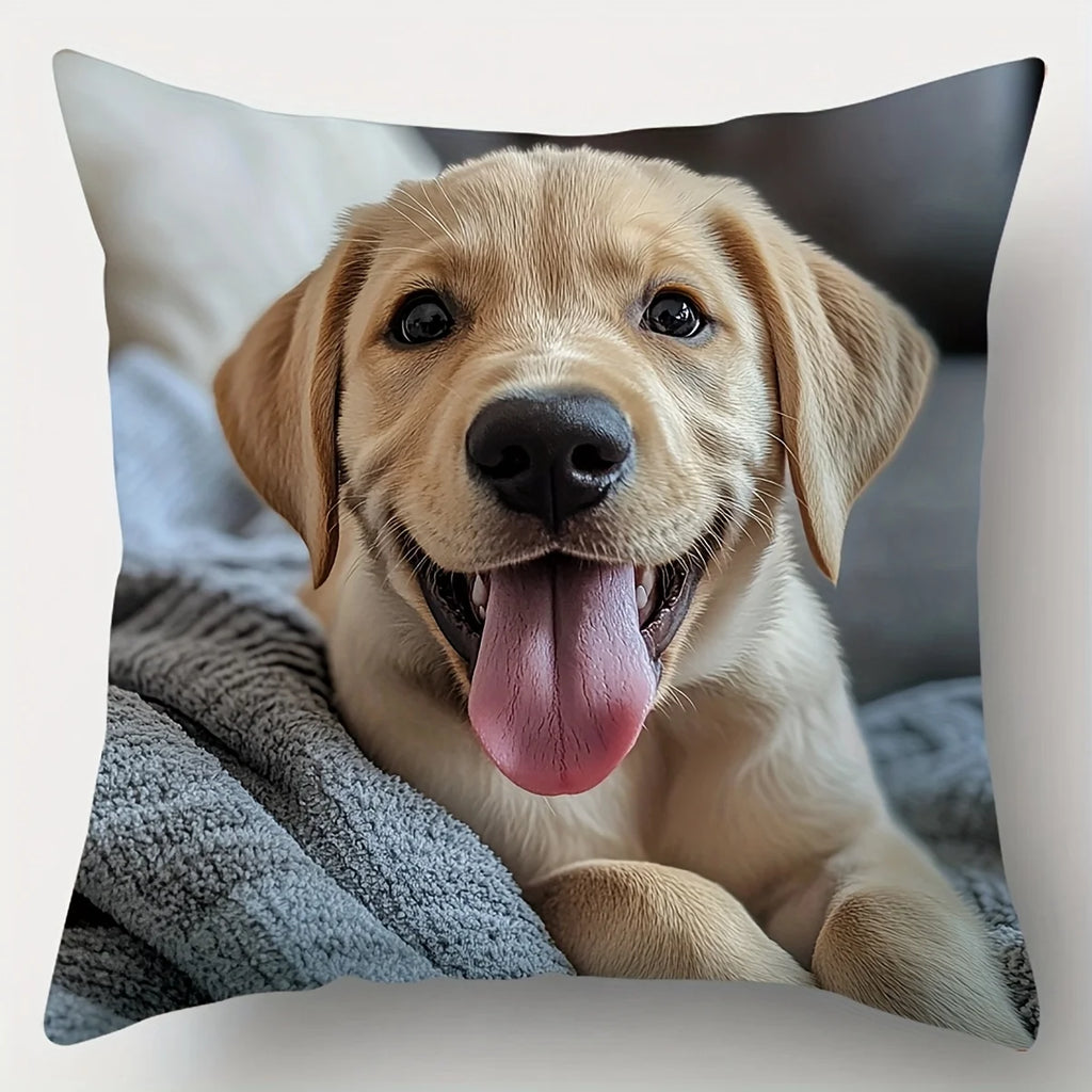 4-piece printed pillowcase set, Labrador theme pattern, relaxed vibe, perfect for dog lovers as home decor. Insert not included