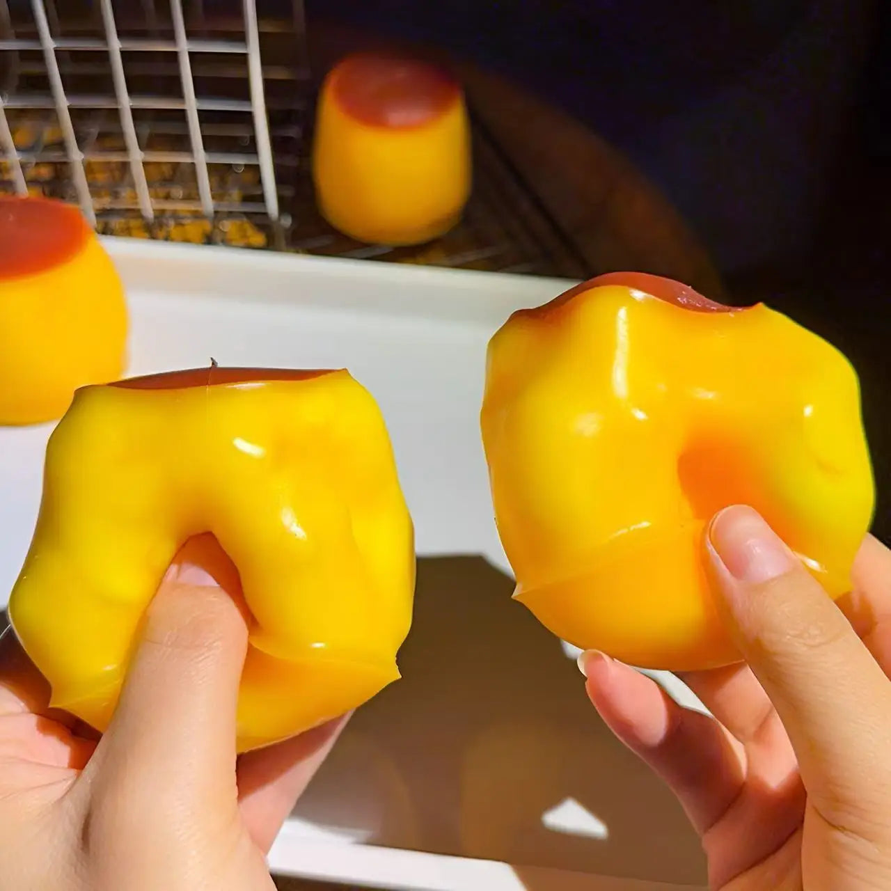Creme Caramel Pudding Squishy Toy Stress Relief Sensory Fidget Toy Squeeze Anxiety Cute Gift for Kids Adults Birthday Party