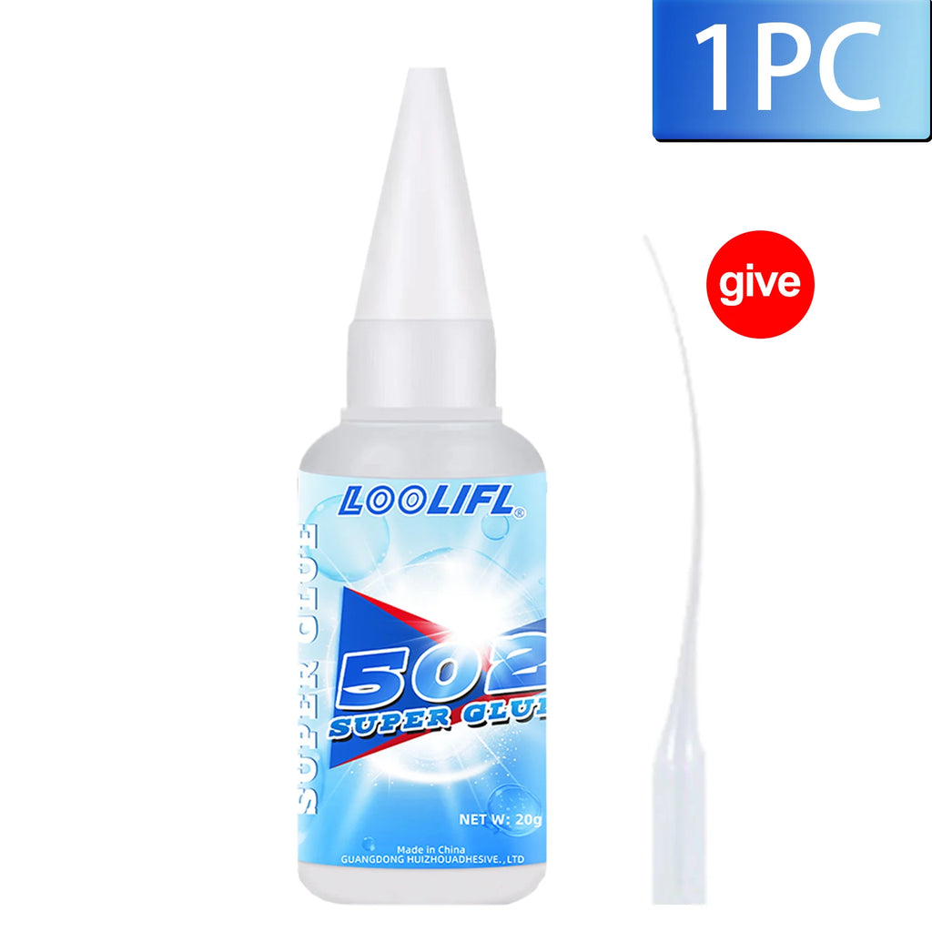 LOOLIFL 1-8pcs 502 Super Glue Instant Quick-drying Cyanoacrylate Adhesive Leather Glass Wood Metal Strong Bond Liquid Glue Tool