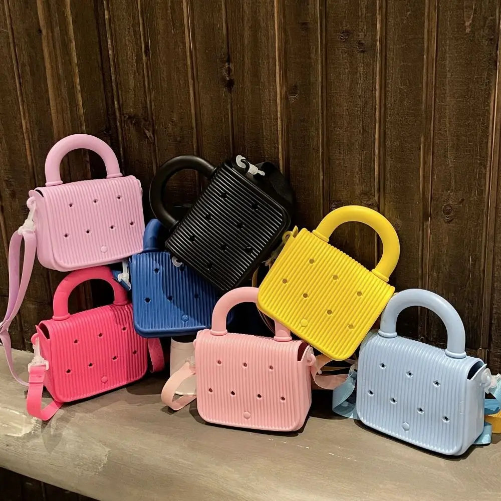 Anti-slip Waterproof Beach Bag Top Handle Sandproof Cartoon Crossbody Tote Adjustable straps DIY EVA Handbags With Hole Summer