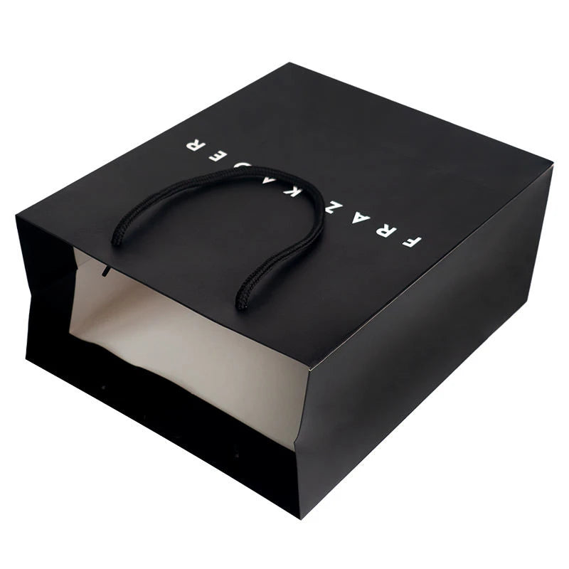 500pcs/lot Custom Luxury Paper Shopping Bags Printed Logo Retail Packaging for Clothing Gifts with Ribbon Handle