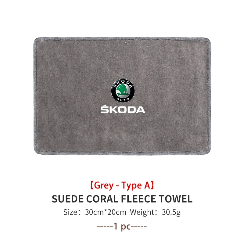 For Skoda Car Logo Wash Clean Towel Microfiber Cleaning Drying Clothl Octavia Superb RAPID FABIA KAMIQ KAROQ KODIAQ YETI