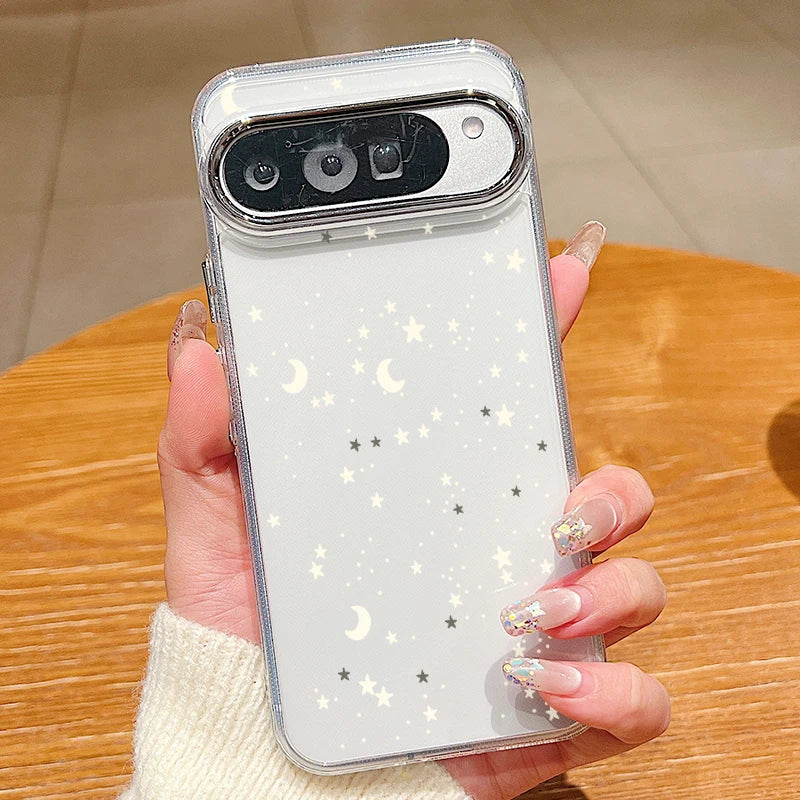 Stars Pattern Clear TPU Phone Case For Google Pixel 10 9 8 7 Pro Pixel 9 10 Pro XL 7A 8A 9A Shockproof Soft Silicone Back Cover