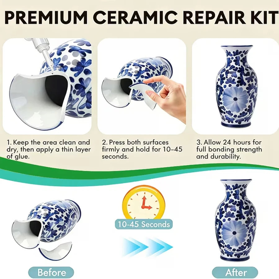 1-3Pcs Waterproof Instant Dry Ceramic Glue Strong Odorless Adhesive for Porcelain Marble Stone Glass Crack Repair