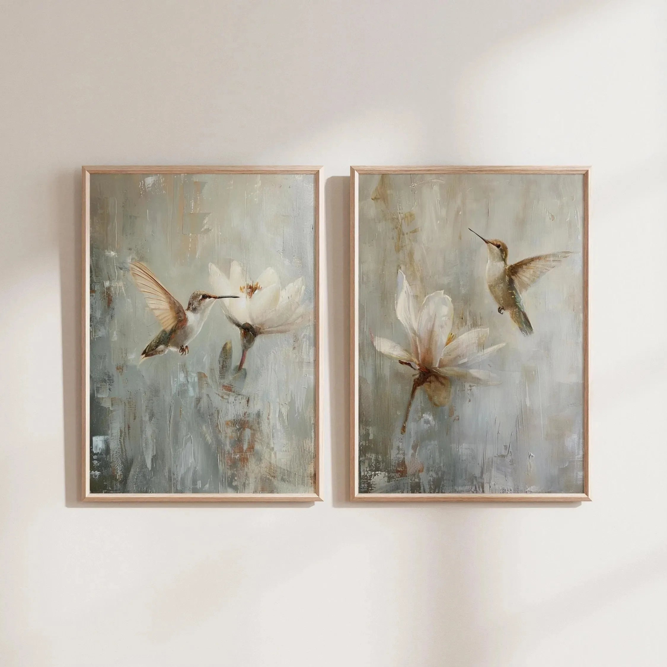 2pcs/set of Retro Hummingbird Animal Canvas Prints Minimalist Retro Bird Farmhouse Wall Art Posters for Living Room Home Decor