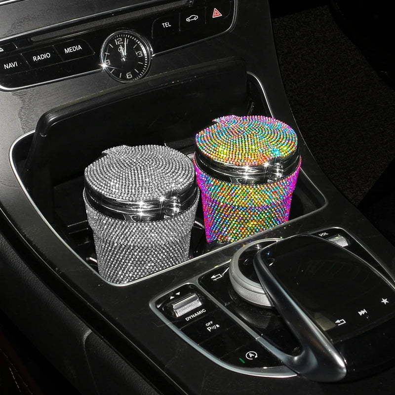 Car Ashtray Auto Portable Bling Cigarette Smokeless With LED Light Indicator Car Accessories for Women재떨이