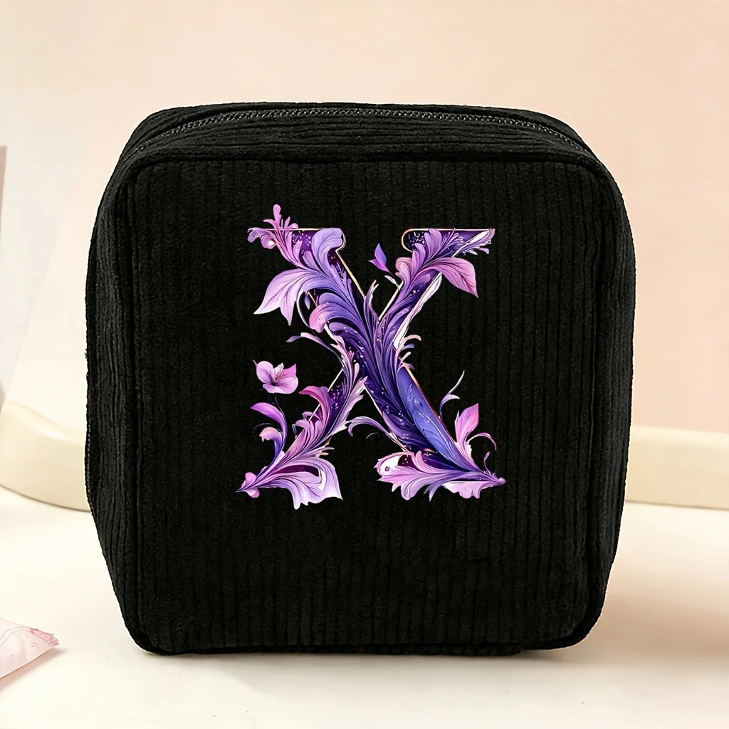 New Fashionable Purple Letter-Patterned Sanitary Napkin Storage Bag, Multifunctional Portable Travel and Daily Storage Bag, Ideal Gift Choice for Girls