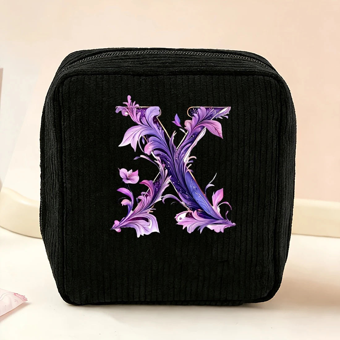New Fashionable Purple Letter-Patterned Sanitary Napkin Storage Bag, Multifunctional Portable Travel and Daily Storage Bag, Ideal Gift Choice for Girls