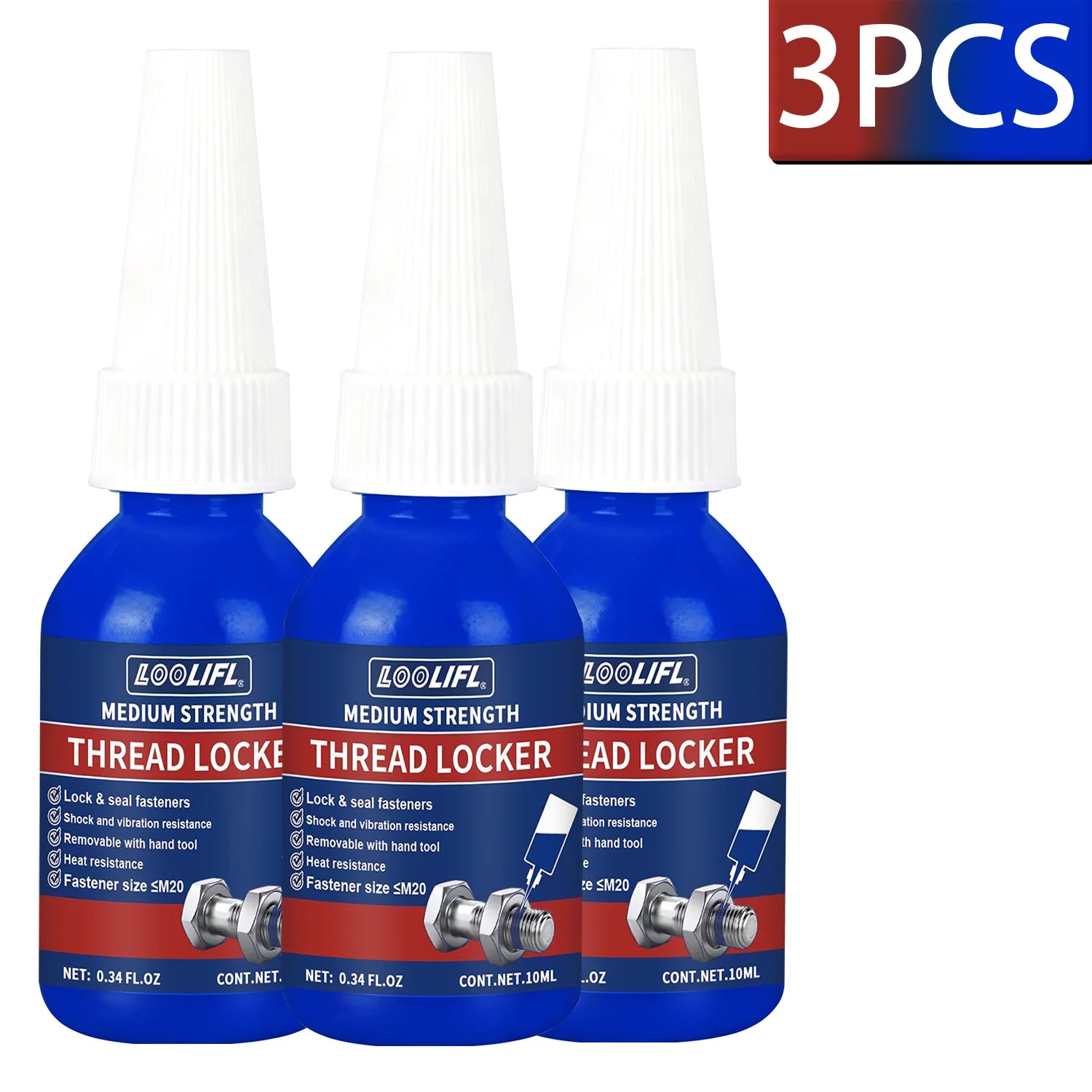 50ML 243 Blue Medium Strength Threadlockers,Universal Thread Adhesives,For All Metal Threaded Components,Removable Waterproof