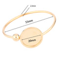 2pcs Stainless Steel 55mm Bendable Cuff Bracelet Base Blanks Gold Plated 20mm cabochon Bangle bezel settings for jewelry making