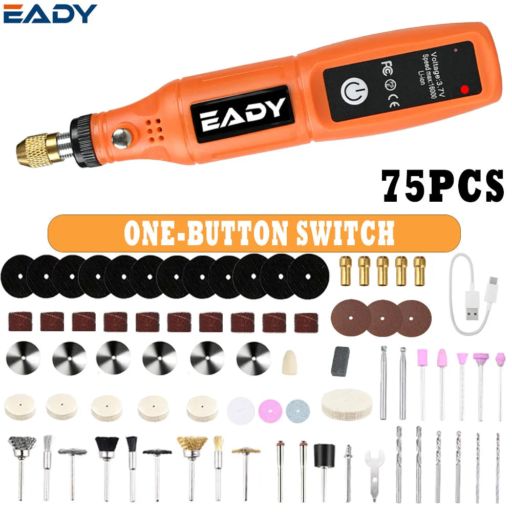EADY Multifunctional USB Electric Rotary Tool, Mini Drill & Engraving Kit, Cordless DIY Hand Tools – Perfect for Sanding
