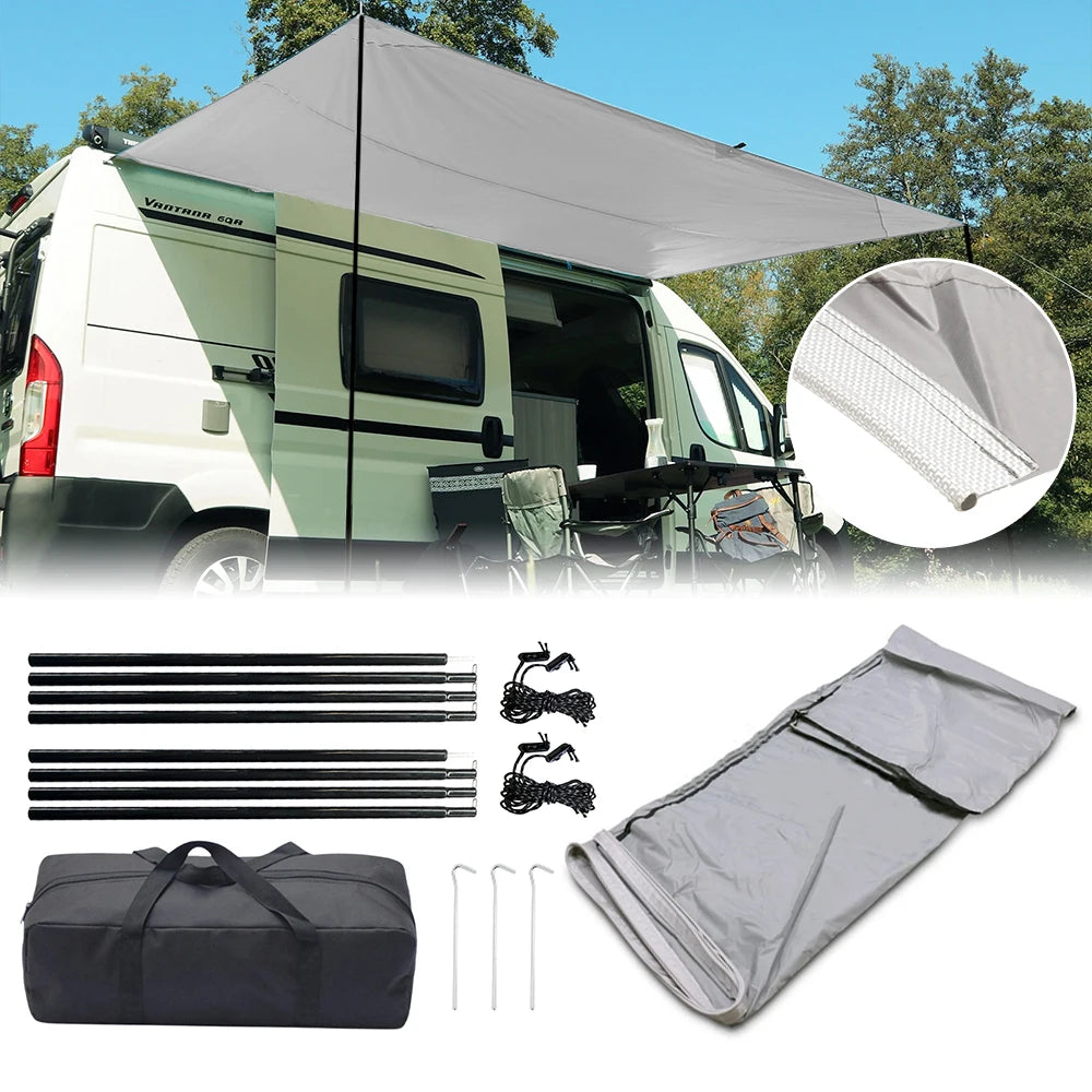 3×2.4m RV Side Awning Tent Kit –With Poles, Guy Lines & Storage Bag, Ideal For RV Caravan Campsite Shade & Outdoor Relaxation